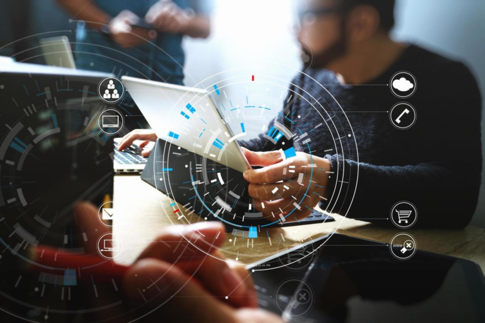 Private blockchain network visualization showing secure data flow and distributed nodes